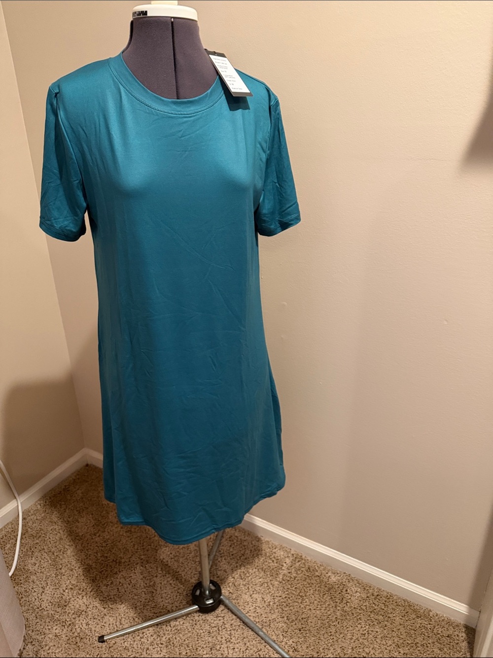 Women's Teal Short-Sleeve T-Shirt Dress